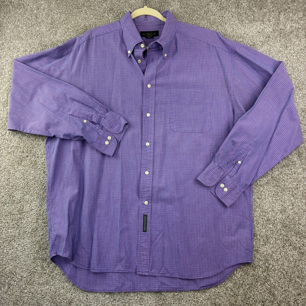 Banana Republic Shirt Mens XL Purple Micro Check Cotton Business Casual Academia